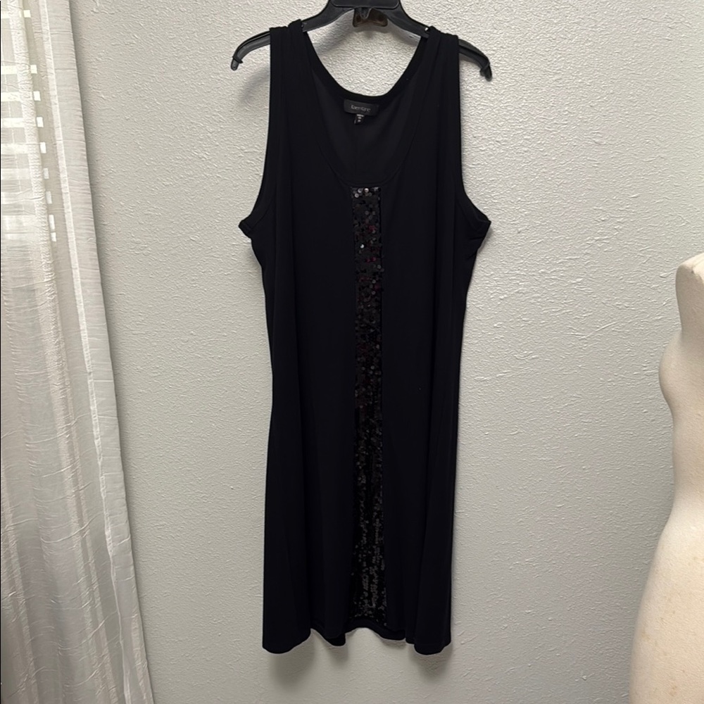 Karen Kane Plus Size 2X Black Sequin Center Panel Sleeveless Shift Dress